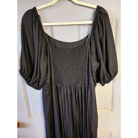 Black Tiered Maxi Dress Rayon Swing XL Old Navy Ruched Back Ballon Sleeves - Picture 7 of 8